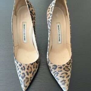 Manolo Blahnik Leopard Print Suede Pump 105mm Heel EU35 1/2